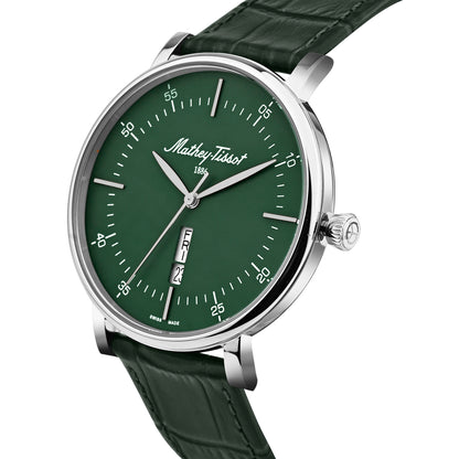 Mathey-Tissot Swiss Made H7918ALN Quatrz Green Dial Analog Watch For Gents - H7918ALV