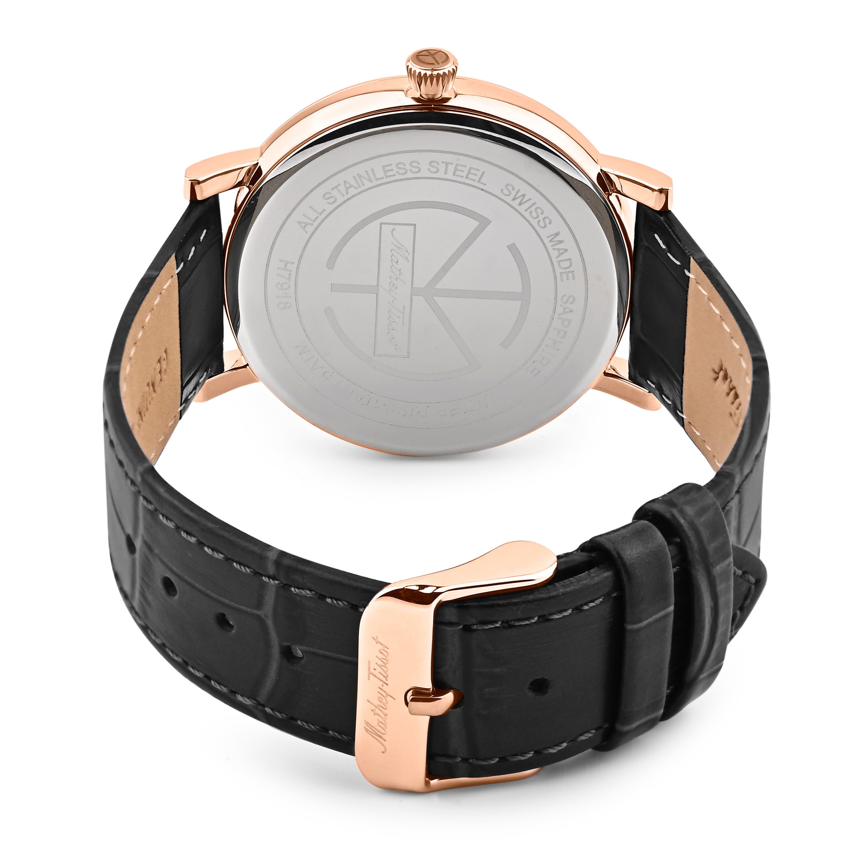 Mathey-Tissot Swiss Made Monsoon Day-Date Quatrz Black Dial Analog Watch For Gents - H7918PLN