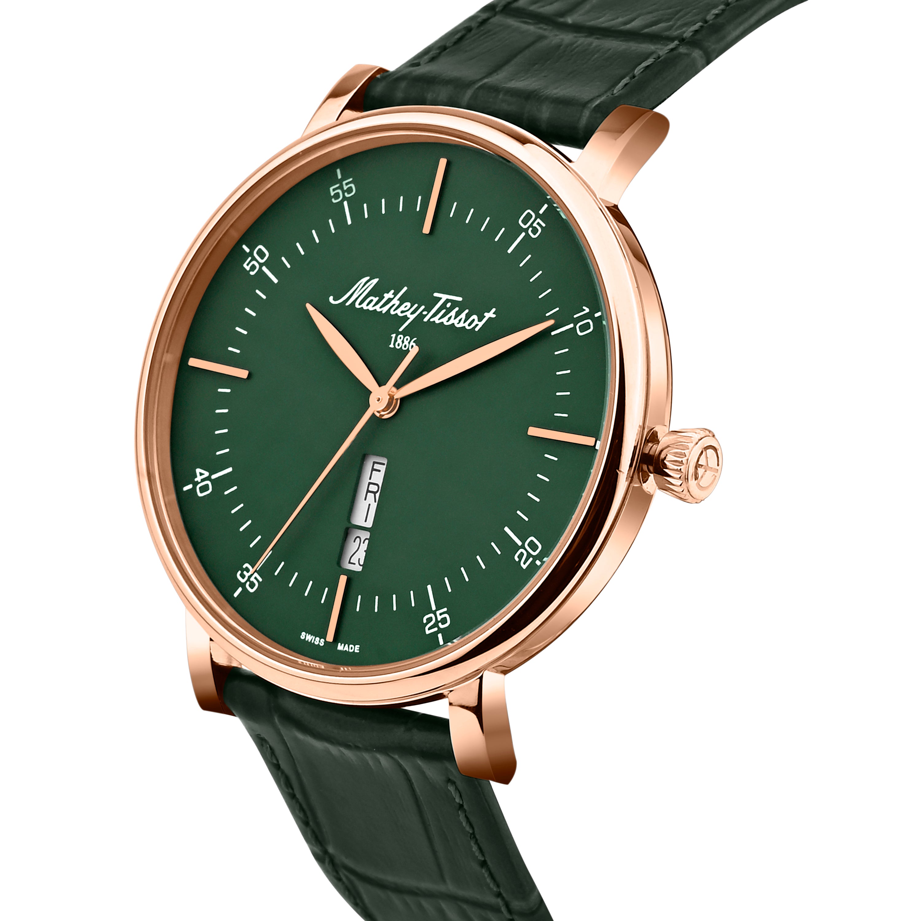 Mathey-Tissot Swiss Made Monsoon Day-Date Quatrz Green Dial Analog Watch For Gents - H7918PLV