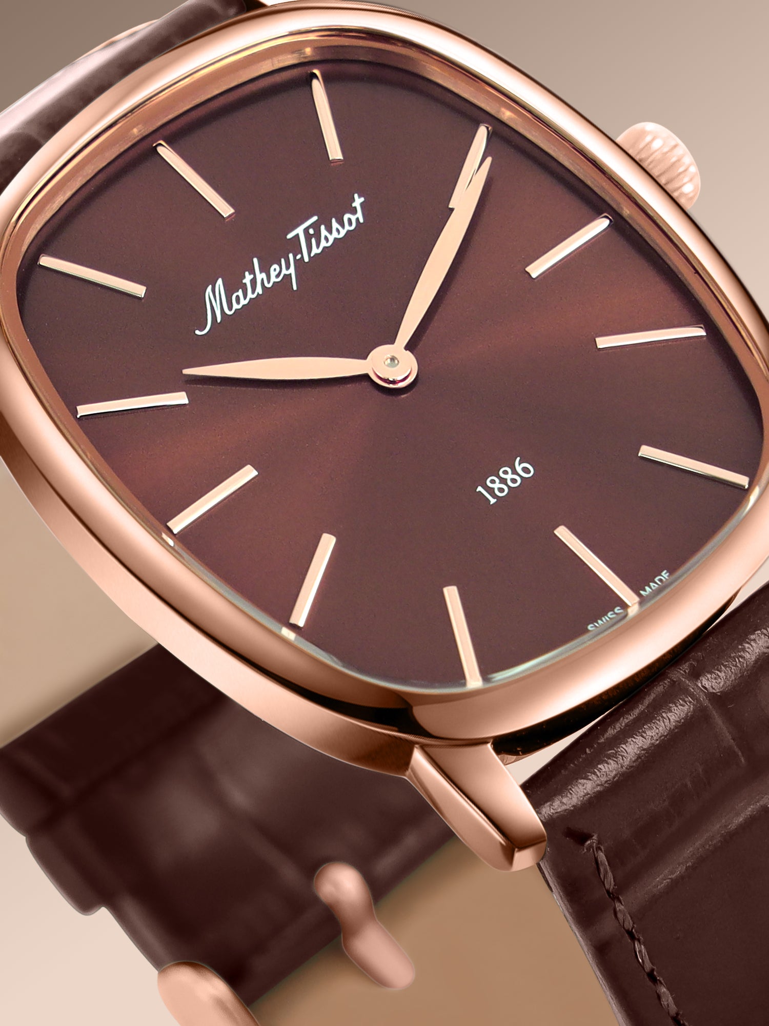 Mathey-Tissot Swiss Made Quartz Brown Dial Analog Watch - Unisex H7919PLM