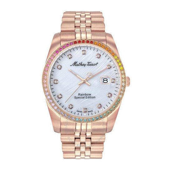 Mathey-Tissot Swiss Made Mathy Rainbow Quartz Ronda 515 Movement White Dial Analog Watch For - Gents H809PQI