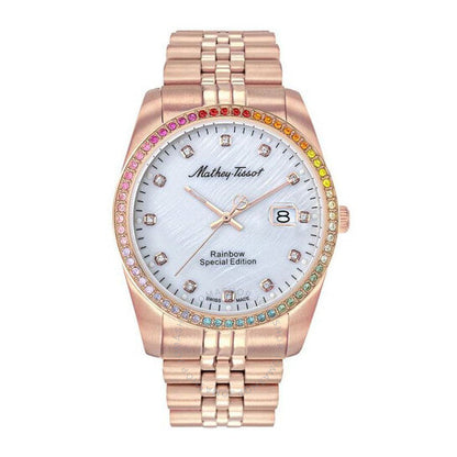 Mathey-Tissot Swiss Made Mathy Rainbow Quartz Ronda 515 Movement White Dial Analog Watch For - Gents H809PQI