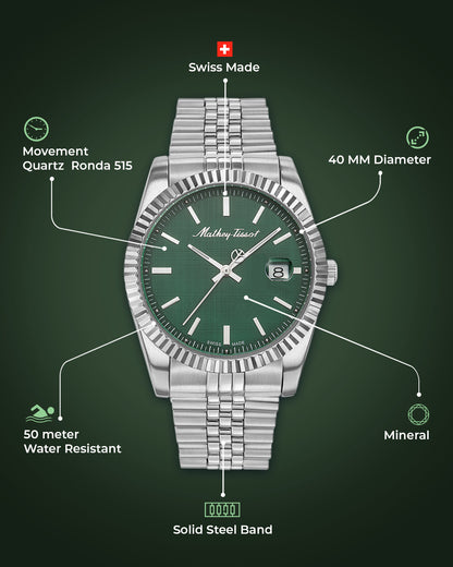 Mathey-Tissot Swiss Made Analog Green Dial Watch For Men - H810AV