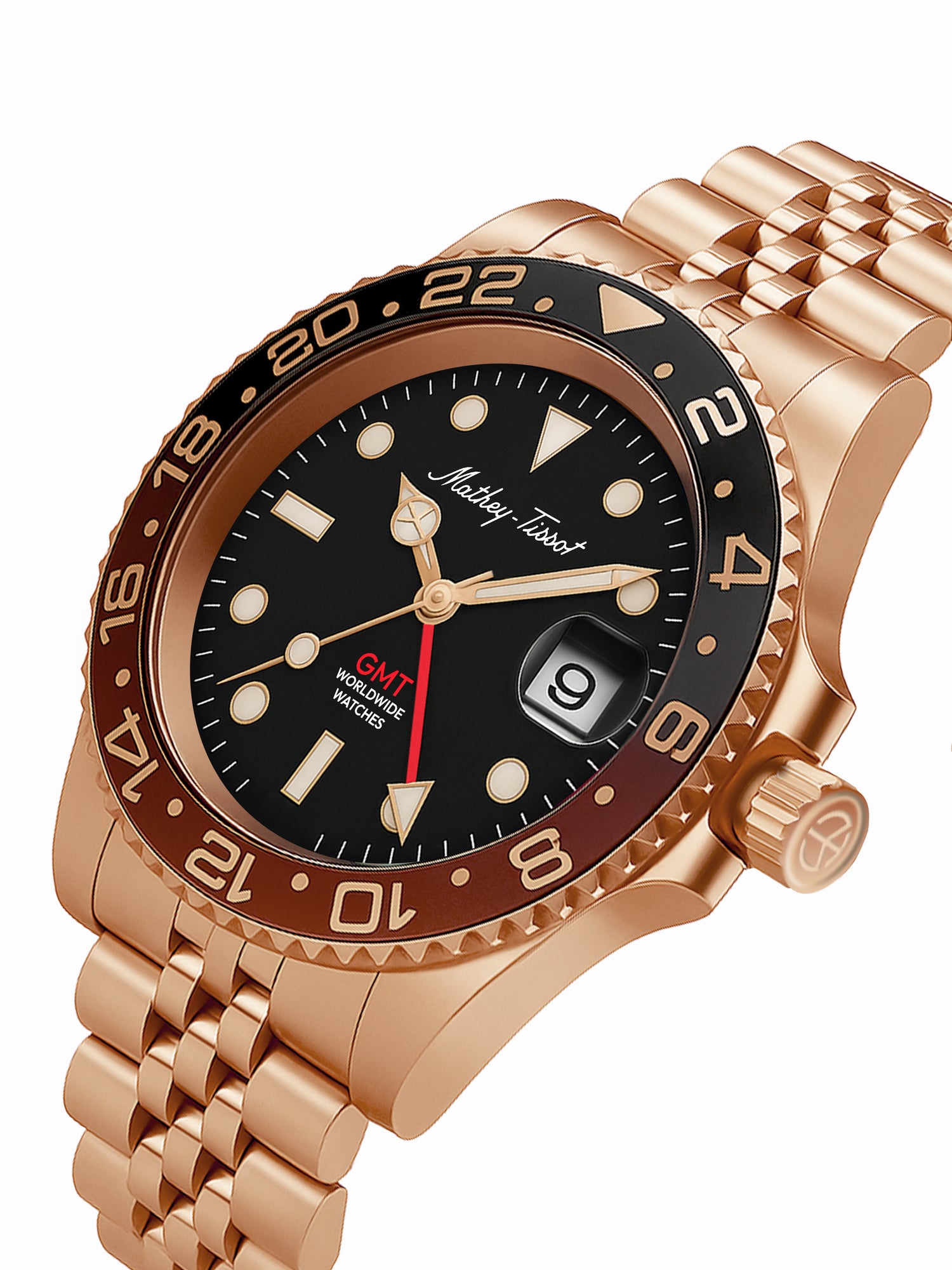 Mathey-Tissot Swiss Made GMT Quartz Black Dial Analog Watch For - Men H903PRN