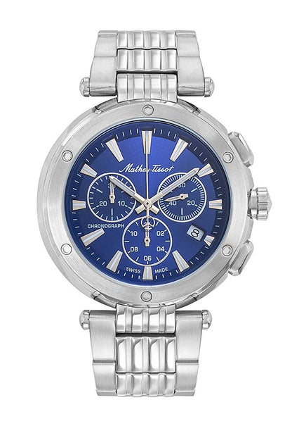 Mathey-Tissot Swiss Made Neptune Chrono Quartz Blue Dial Analog Watch For - Gents H912CHABU