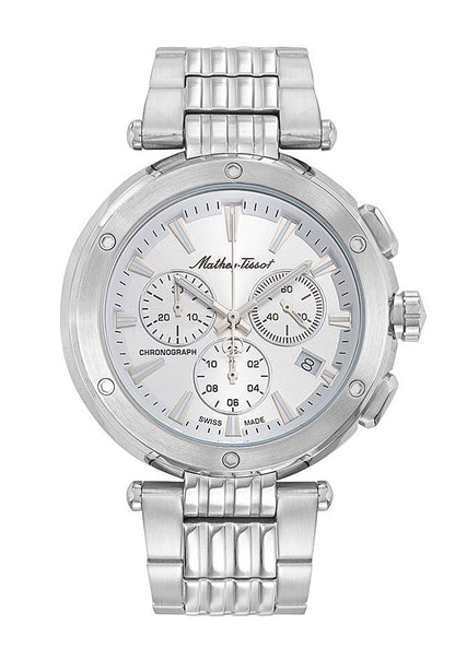 Mathey-Tissot Swiss Made Neptune Chrono Quartz White Dial Analog Watch For - Gents H912CHAI