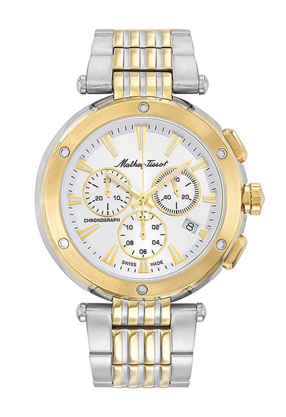 Mathey-Tissot Swiss Made Neptune Chrono Quartz White Dial Analog Watch For - Gents H912CHBI