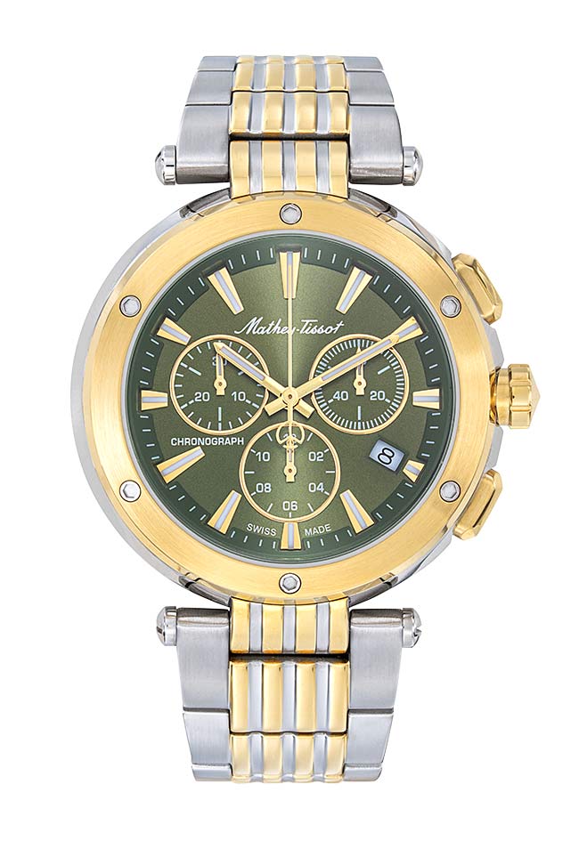 Mathey-Tissot Swiss Made Neptune Chrono Quartz Green Dial Analog Watch For - Gents H912CHBV