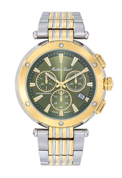 Mathey-Tissot Swiss Made Neptune Chrono Quartz Green Dial Analog Watch For - Gents H912CHBV