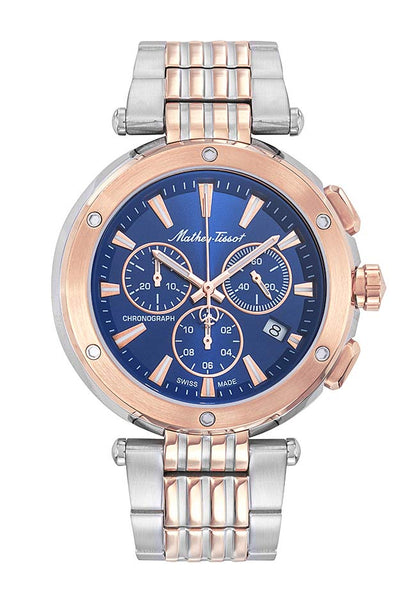 Mathey-Tissot Swiss Made Neptune Chrono Quartz Blue Dial Analog Watch For - Gents H912CHRBU