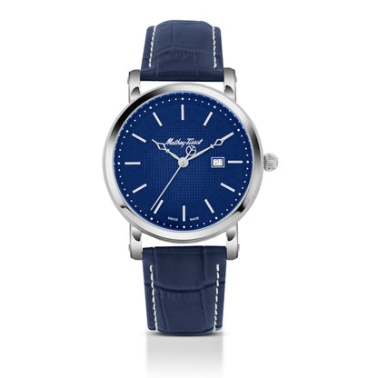 Mathey-Tissot Swiss Made City Leather Quartz Blue Dial Analog Watch for Gents - HB611251ABU