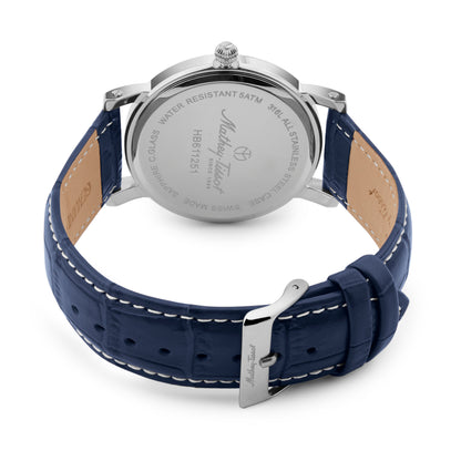 Mathey-Tissot Swiss Made City Leather Quartz Blue Dial Analog Watch for Gents - HB611251ABU