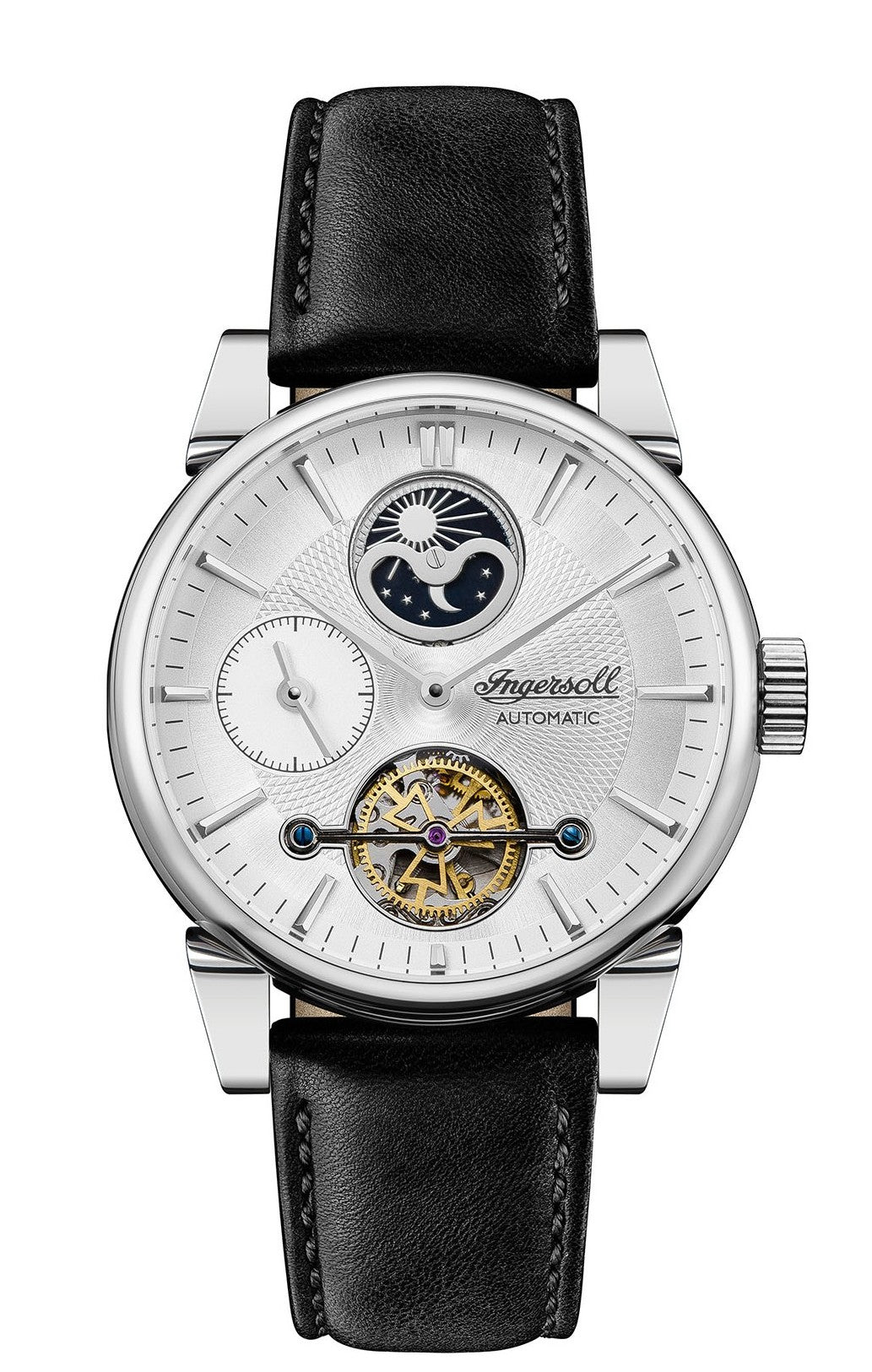 Ingersoll Automatic Silver Dial and Black Leather Strap With Lifetime Warranty Analog Watch - I07504