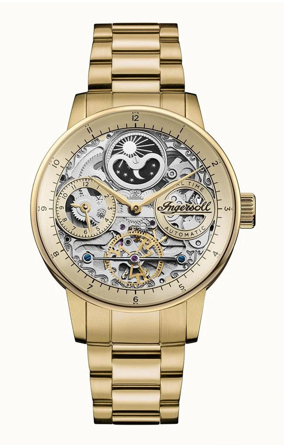Ingersoll Automatic Gold Skeleton Dial With Lifetime Warranty Analog Watch - For Gents  I07711