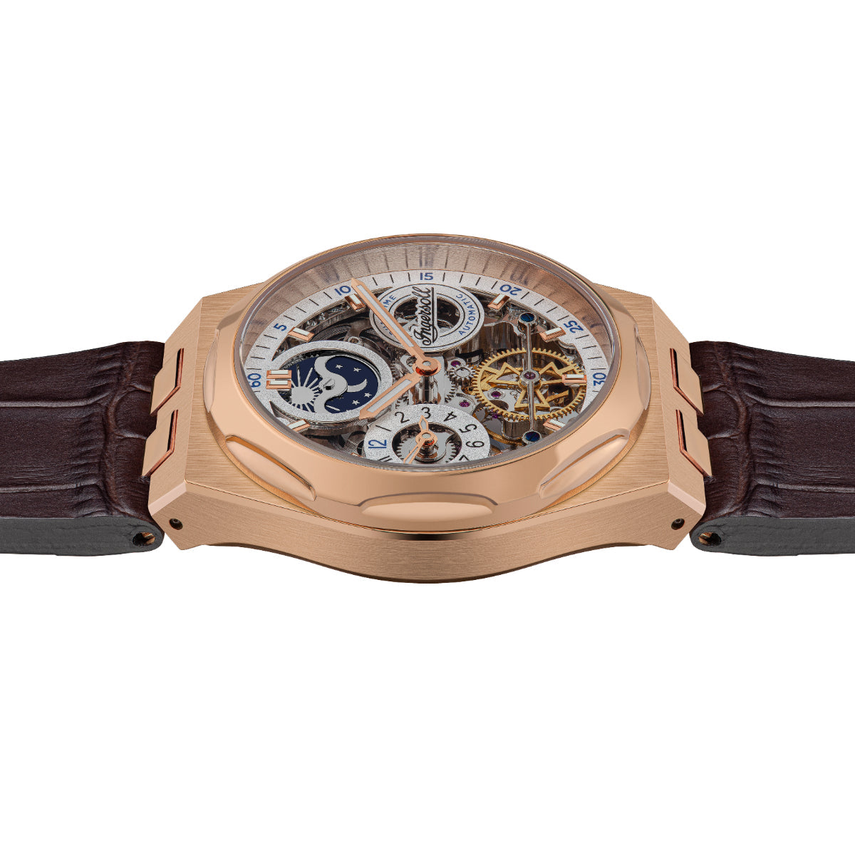Ingersoll The Broadway Automatic Mens Watch with Silver Dial and Brown Leather Strap - I12904