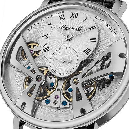 Ingersoll The Tennessee Gents 45.5mm Automatic Watch with Silver Dial and Black Leather Strap I13105