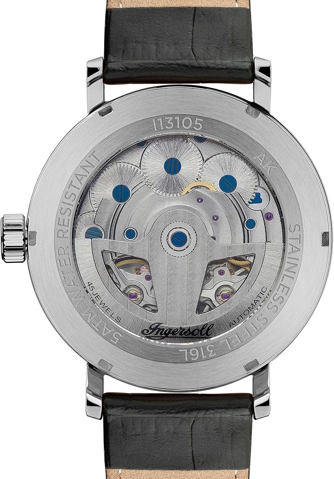 Ingersoll The Tennessee Gents 45.5mm Automatic Watch with Silver Dial and Black Leather Strap I13105