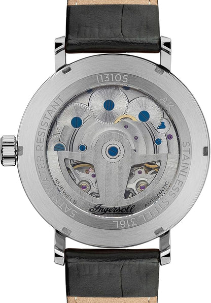 Ingersoll The Tennessee Gents 45.5mm Automatic Watch with Silver Dial and Black Leather Strap I13105