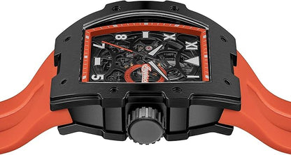 Ingersoll The Play Gents 45mm Automatic Watch with Black Skeleton Dial and Orange PU Strap I15304