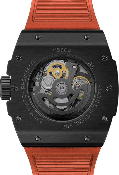 Ingersoll The Play Gents 45mm Automatic Watch with Black Skeleton Dial and Orange PU Strap I15304