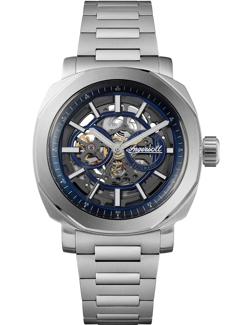 Ingersoll The Outrider Automatic Blue &amp; Silver  Dial With lifetime Warranty Analog Watch - For Gents I16403