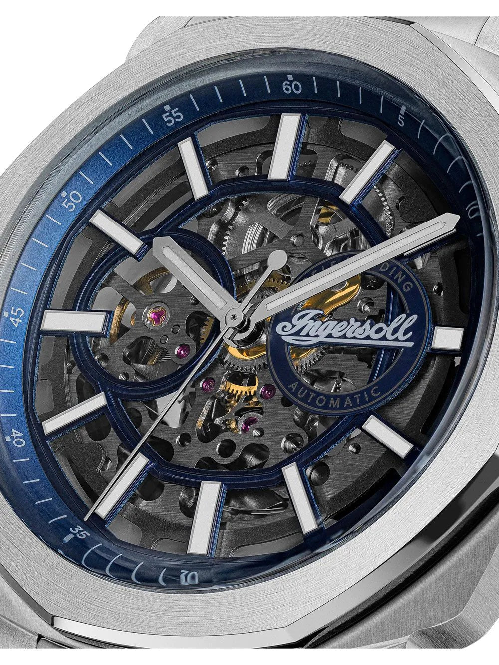 Ingersoll The Outrider Automatic Blue &amp; Silver  Dial With lifetime Warranty Analog Watch - For Gents I16403