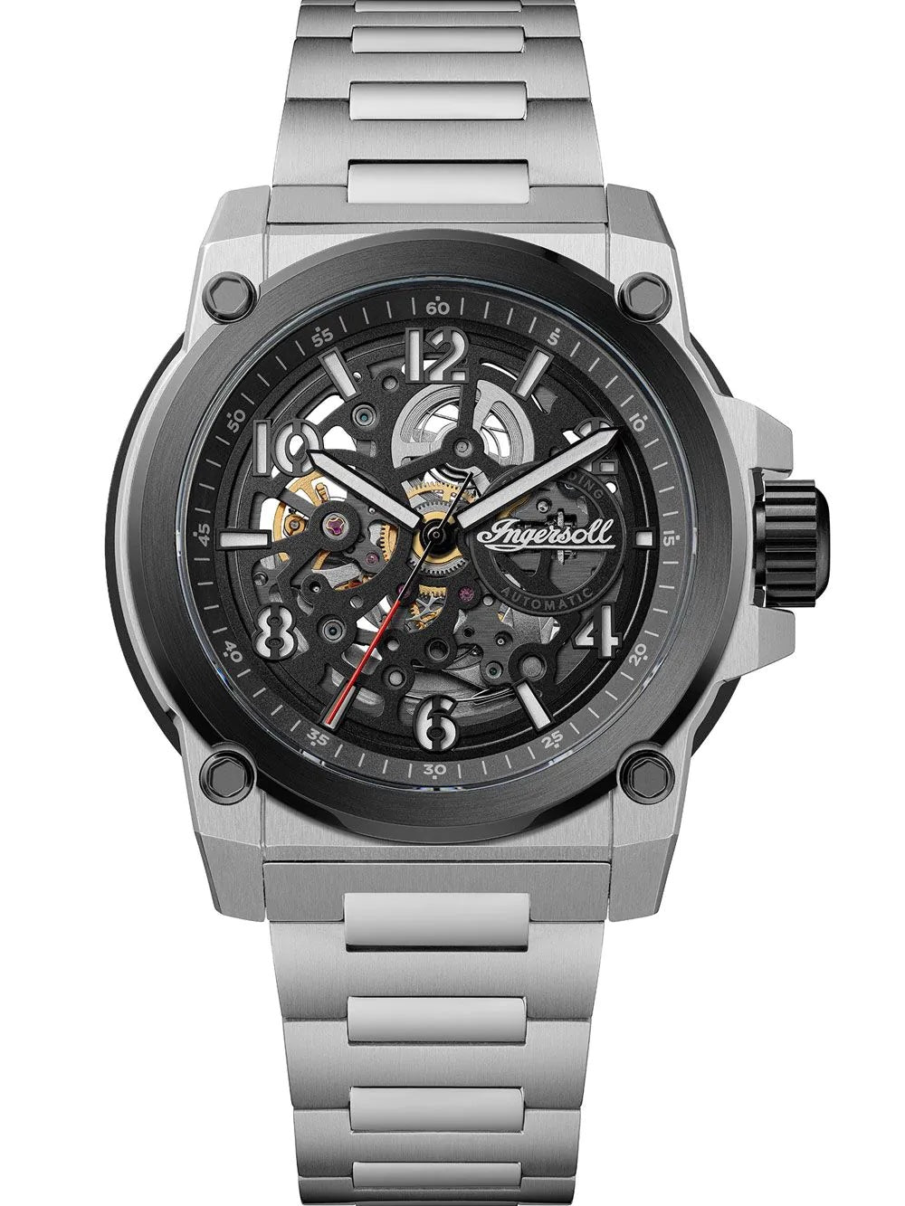Ingersoll The Anvil Automatic Black &amp; Silver  Dial With lifetime Warranty Analog Watch - For Gents I16601