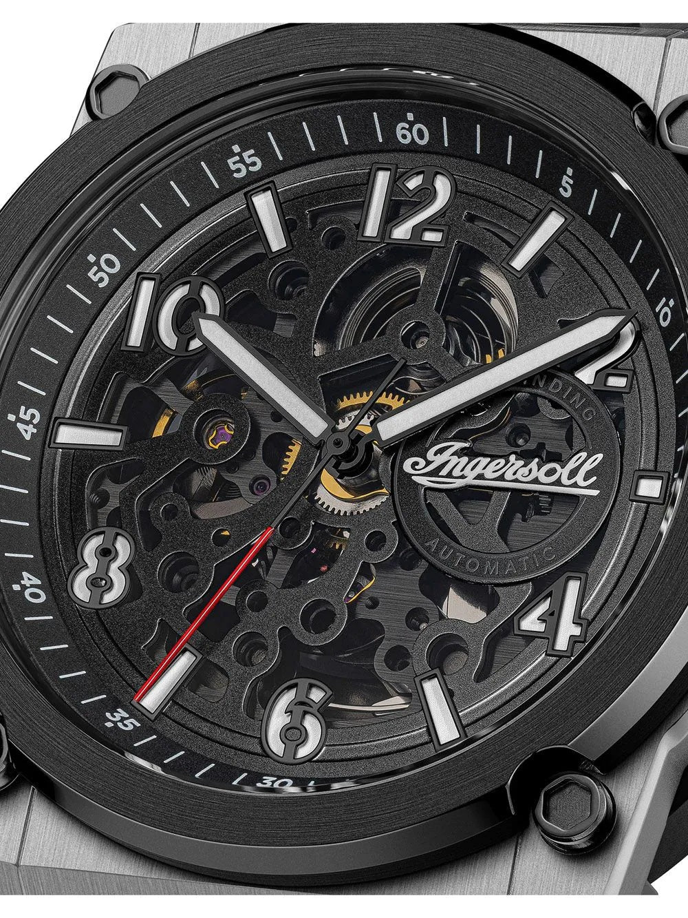 Ingersoll The Anvil Automatic Black &amp; Silver  Dial With lifetime Warranty Analog Watch - For Gents I16601