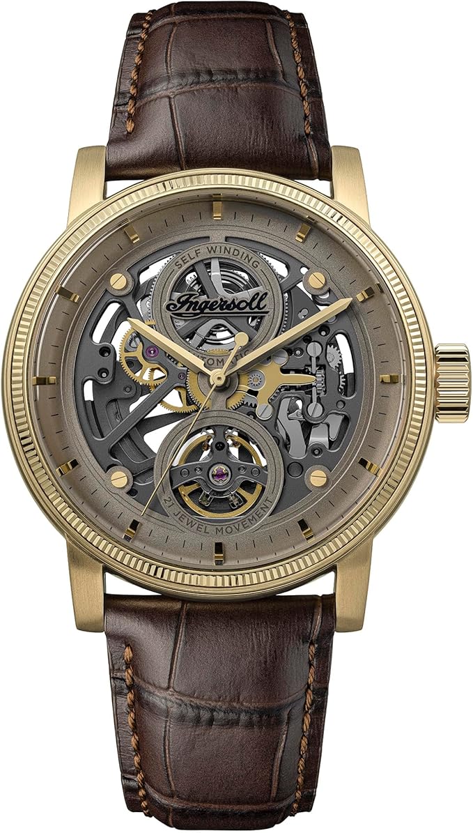 Ingersoll The Guy Automatic Gents Watch with Grey Dial and Brown Strap - I17502