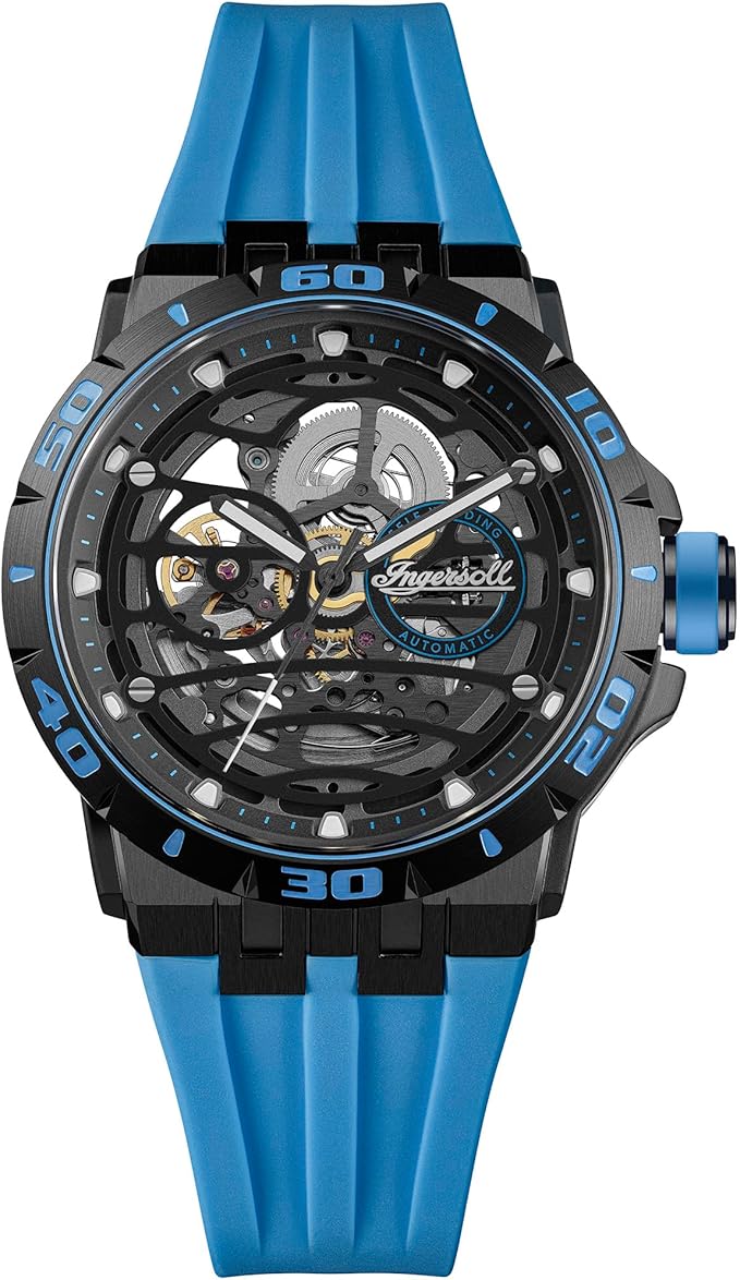 Ingersoll The Rigger Automatic Gents Watch with Black Dial and Blue PU Strap - I17901