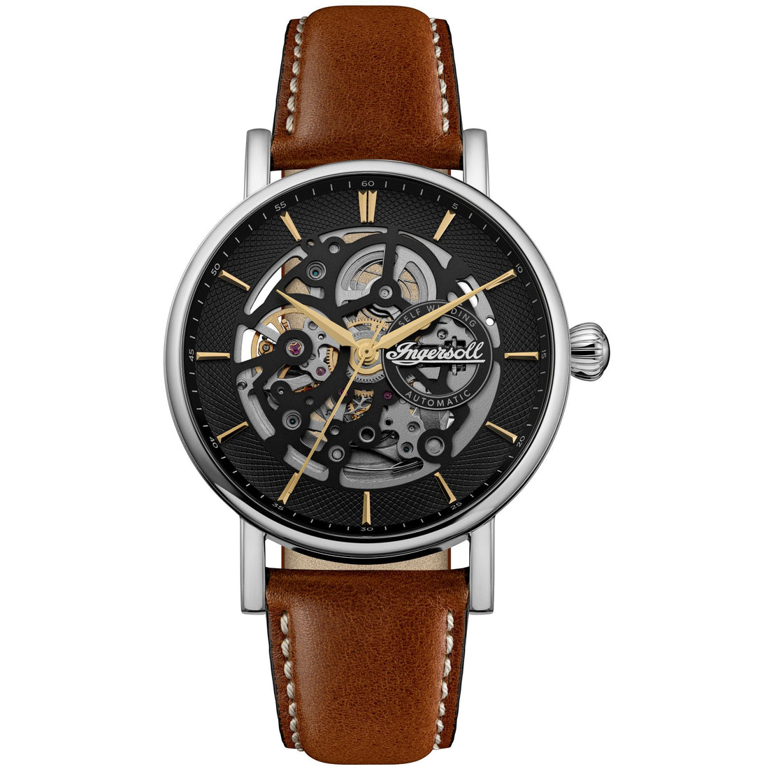 Ingersoll The Prince Automatic Black Skeleton Dial With Lifetime Warranty Analog Watch - For Gents I18501