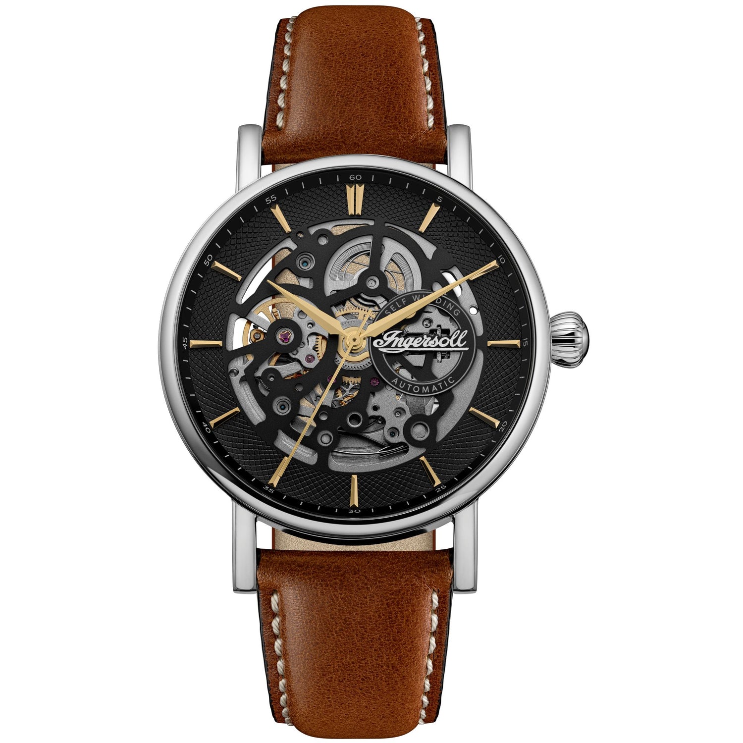 Ingersoll The Prince Automatic Black Skeleton Dial With Lifetime Warranty Analog Watch - For Gents I18501