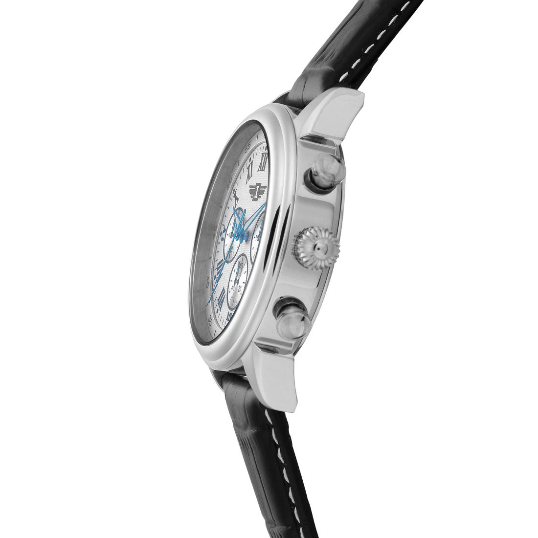 Invicta Leather Chronograph White Dial Analog Watch for Men - Ibi90242-002, Black Band
