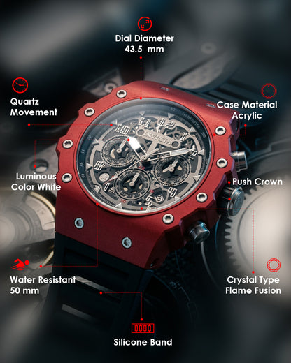Invicta Racing Quartz Silver Dial Analog Watch For Gents - 69648