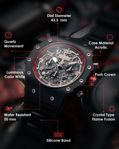 Invicta Racing Quartz Silver Dial Analog Watch For Gents - 69658