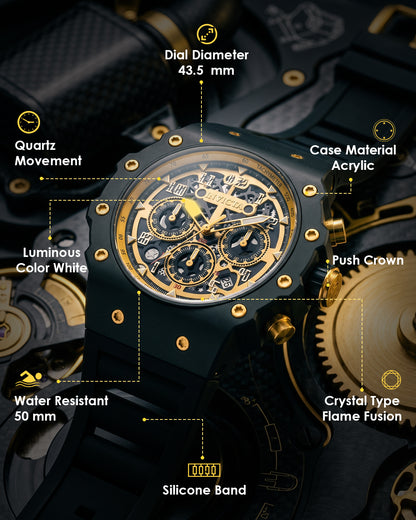 Invicta Racing Quartz Gold Dial Analog Watch For Gents - 69662