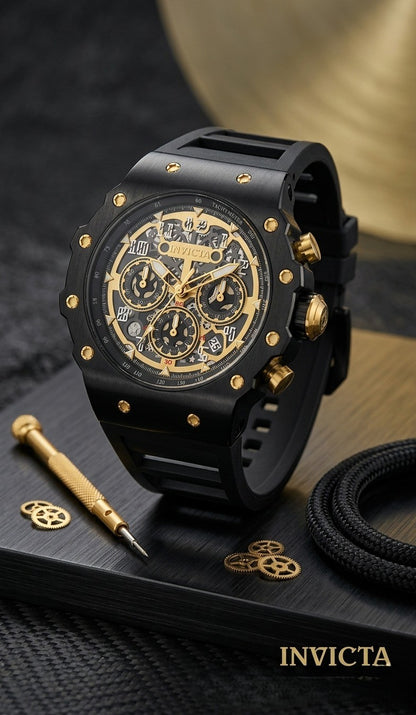 Invicta Racing Quartz Gold Dial Analog Watch For Gents - 69662
