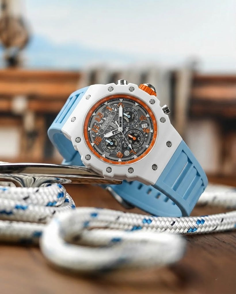 Invicta Racing Quartz Silver Dial Analog Watch For Gents - 69665