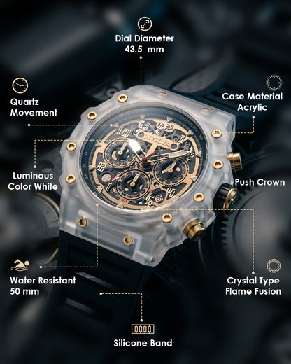 Invicta Racing Quartz Gold Dial Analog Watch For Gents - 69690