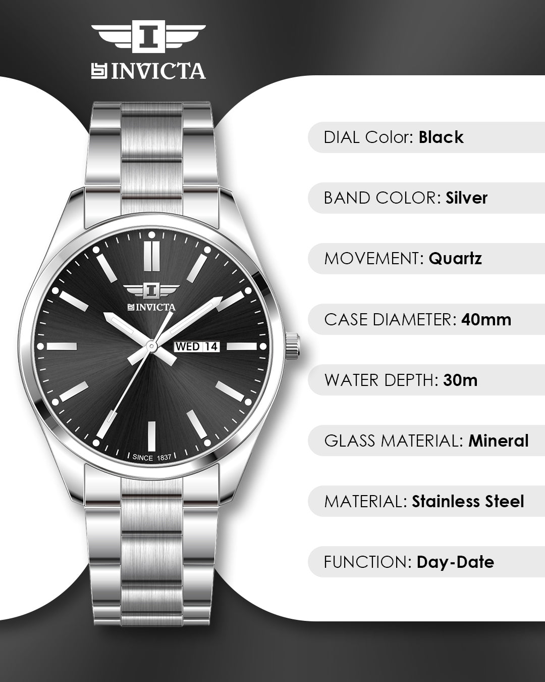 I-By Invicta Quartz Black Dial Analog Watch For Gents - IBI26051