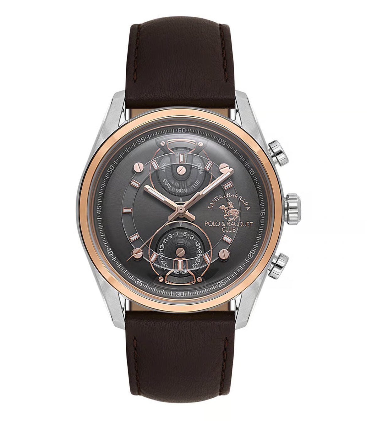SANTA BARBARA POLO & RACQUET CLUB Quartz VX9PE1 Movement Black Dial Analouge Watch For- Gents SB.1.10667-5