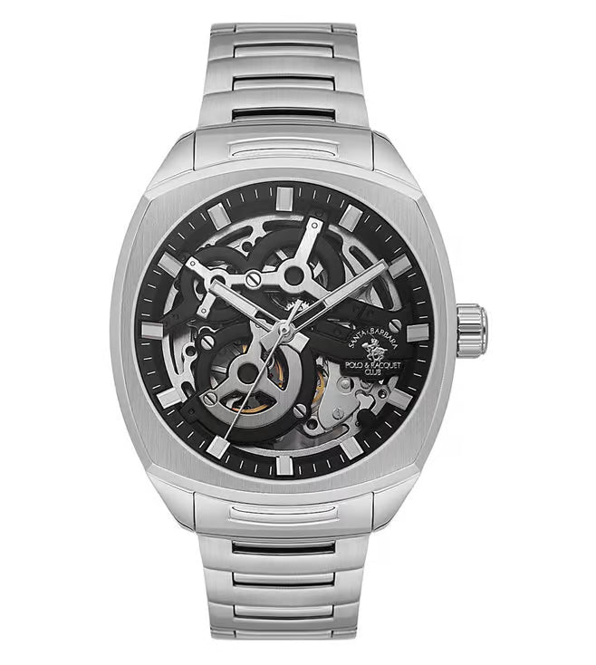 SANTA BARBARA POLO & RACQUET CLUB Automatic TY2809 Movement Black Dial Analouge Watch For- Gents SB.5.10006-2.