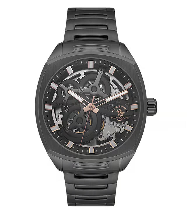 SANTA BARBARA POLO & RACQUET CLUB Automatic TY2809 Movement Black Dial Analouge Watch For- Gents SB.5.10006-4