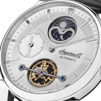 Ingersoll Automatic Silver Dial and Black Leather Strap With Lifetime Warranty Analog Watch - I07504