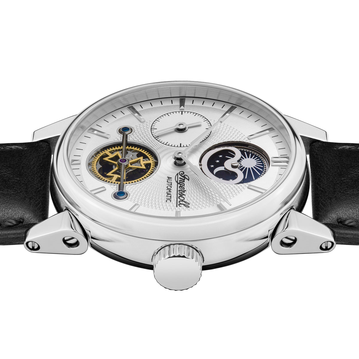 Ingersoll Automatic Silver Dial and Black Leather Strap With Lifetime Warranty Analog Watch - I07504