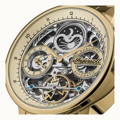 Ingersoll Automatic Gold Skeleton Dial With Lifetime Warranty Analog Watch - For Gents  I07711