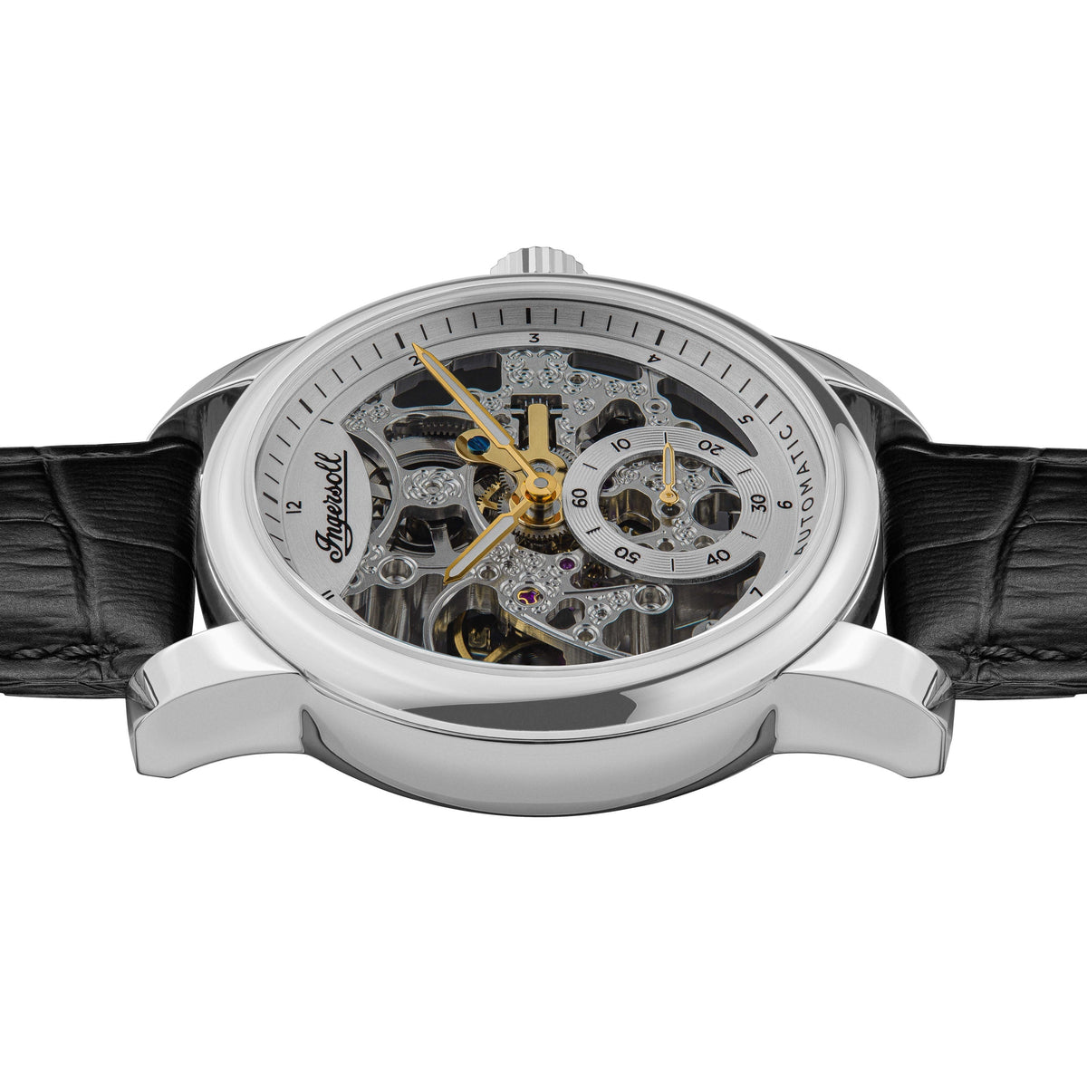 Ingersoll Automatic Silver Dial and Black Leather Strap With Lifetime Warranty Analog Watch - For Gents I11002