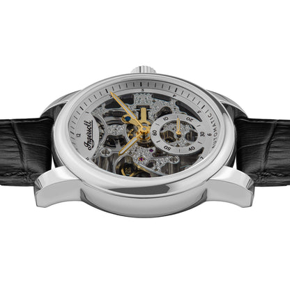 Ingersoll Automatic Silver Dial and Black Leather Strap With Lifetime Warranty Analog Watch - For Gents I11002