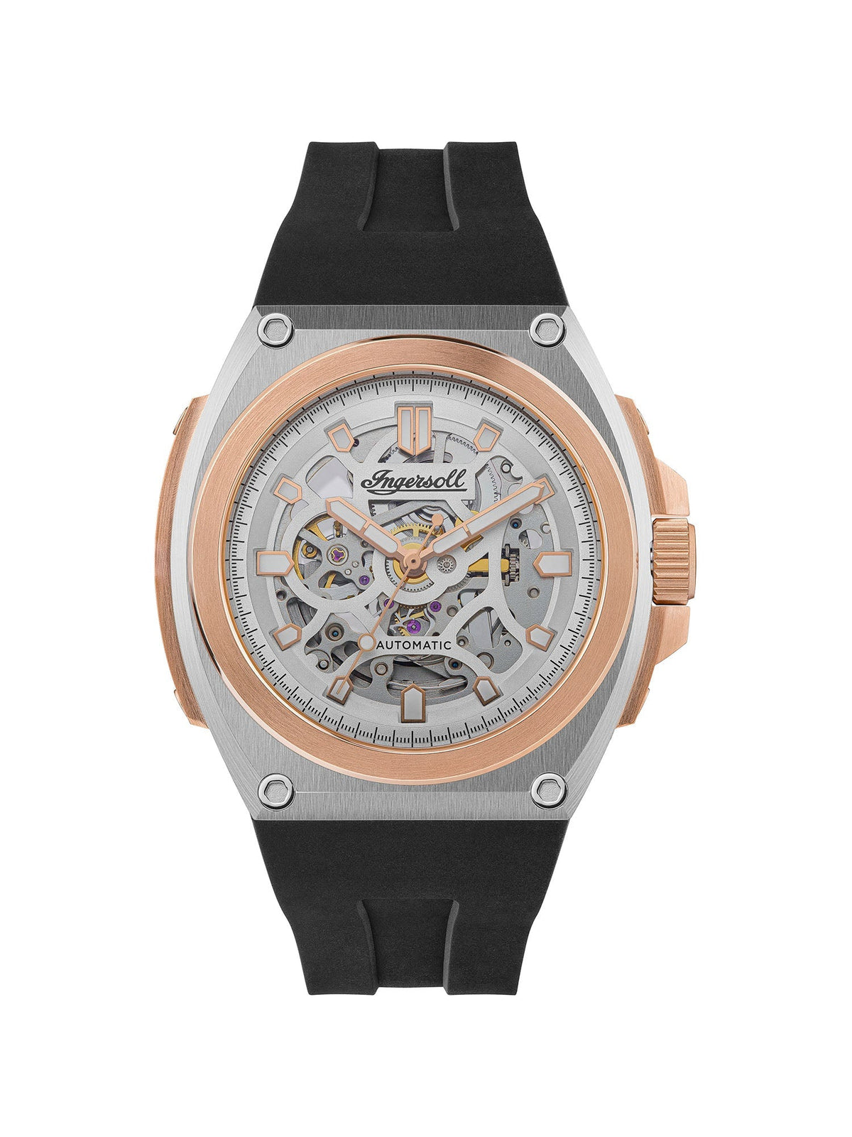 Ingersoll Automatic Silver Dial and Black PU Rubber Strap With Lifetime Warranty Analog Watch - For Gents I11703