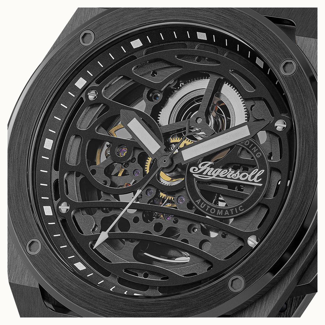 Ingersoll Automatic Black Skeleton Dial With Lifetime Warranty Analog Watch - For Gents  I15201